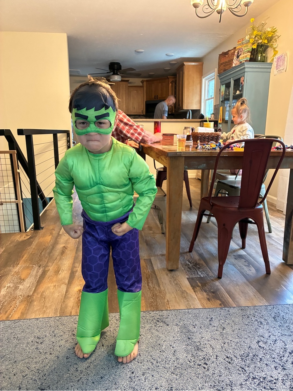 Green Muscle Hulk Kids Costume with Mask